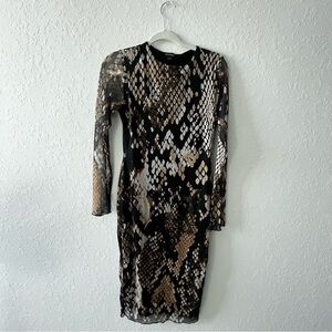 Snake Print Long Sleeve Dress